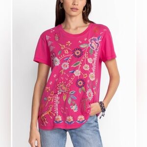 Johnny Was Griffin Easy Fit Tee, pink, size XL.